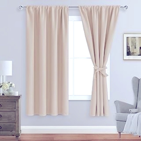 54" x 54" (each) Pair Room Darkening Rod Pocket Curtains - Picture 3 of 5